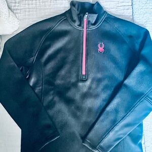 Black 1/4 Zip Spyder Outbound Pullover Sweater Mens Large